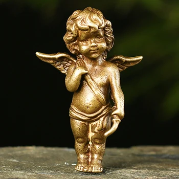 Bronz Antic Solid De Dragoste Cupidon Unghi Miniaturi, Figurine, Ornamente De Cupru Sculptura Meserii Acasă Decoratiuni Accesorii Cadouri