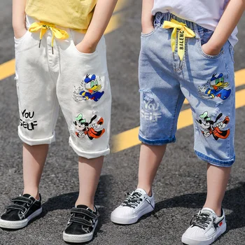 Baieti blugi copii trunchiate pantaloni secțiune subțire de vară pierde copilul purta cinci pantalonii în valul