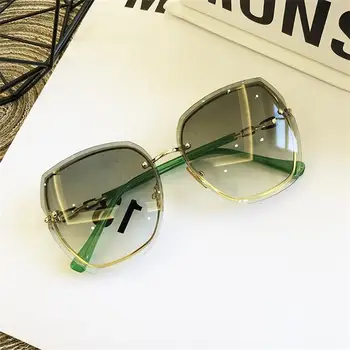 2020 Unic la Modă Supradimensionate Verde ochelari de Soare Gradient fără ramă Ochelari de Soare Pentru Femei Barbati Nuante Lunetele de soleil femme uv400