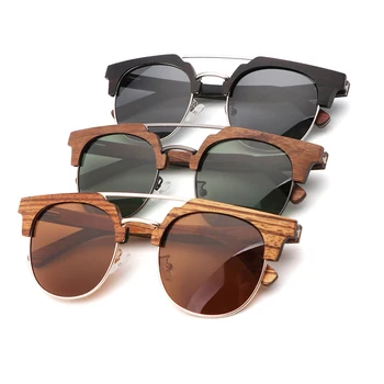 Nou Stil de ochelari de Soare retro din lemn de bambus cadru la modă metal bărbați și femei ochelari de Soare personalitate trendPolarizedSunglasses