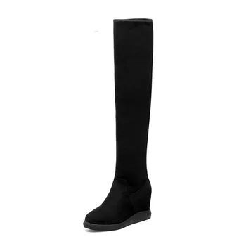 SWONCO Pană Pantofi Cizme Inalte pentru Femei 2019 Noul Negru Stretch Cizme de Zapada Pentru Femei de Iarnă Pantofi Femei Casual Boot Lady Pantofi de Înaltă