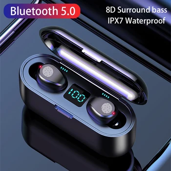 Căști Fără Fir Bluetooth V5.0 F9 TWS cască Bluetooth LED digital display touch Cu 2000mah Putere Banca cu Cască Microfon