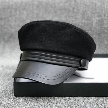 56cm 56-58cm 59cm 61cm cap Mic a Simtit Doamna Armata Capace Os Mare de Bărbați Plus Dimensiune Marina Pălării de Lână Neagră Militare Capace pentru Adulți