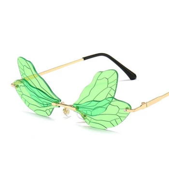 Noua modă de Culoare fluture aripi de libelulă ochelari de soare pentru femei 2020 brand de lux poligon fara rama ochelari de soare ocean nuante