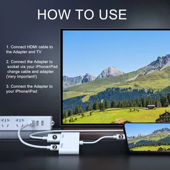 Lightning pentru Adaptor HDMI AV Digital Converter 4K USB Conector de Cablu de Până la 1080P HD pentru iPhone X/XR/11/8P/6S/7P/iPad Air/iPod