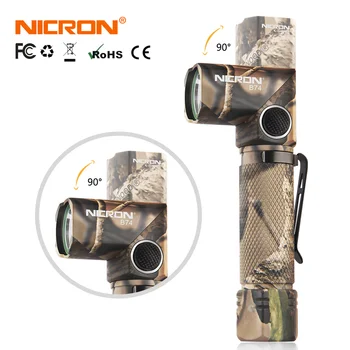 NICRON 3-Lumina de Culoare de 90 de Grade Camo Reîncărcabilă poftă de mâncare Lanterna Cu 360 Rotativ Clip 18650 Impermeabil 1200LM Lanterna LED-uri B70Plus