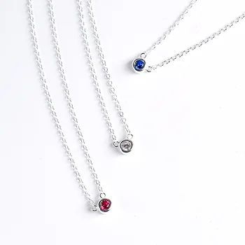 TY247 argint colier albastru rosu transparent rotund cristal colier moda noua femei pandantiv colier