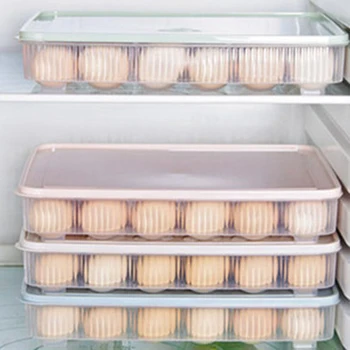 Partea de SUS!-Ouă de plastic cutie bucătărie ou cutie de depozitare de 24 de Grilă Ouă suport care pot fi Stivuite de stocare congelator organizatorii ou Container de depozitare gree