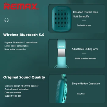 REMAX Cască de Moda Ultra-subțire fără Fir Bluetooth 5.0 Căști HIFI Stereo Reglabil Desig All-inclusive, Muzică, Căști