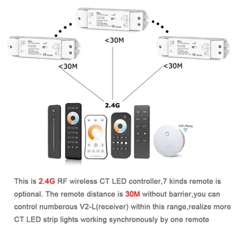 LED Dimmer Switch CCT 12V 24V 36V Wireless RF 2.4 G de la Distanță Inteligent Wifi 2CH WW CW Controler cu LED-uri pentru CT Singură Culoare LED Strip V2-L