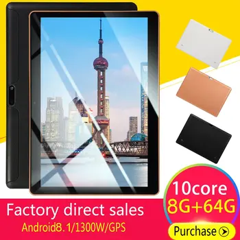 KT107 Plastic Tableta 10.1 Inch Ecran Mare, Android Versiunea 8.10 Moda Comprimat Portabil 8G+64G Negru Tablet Black Plug SUA