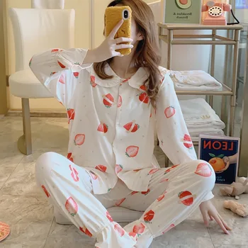 Femei Seturi de Pijamale de Craciun Adult Stil Nou 2019 Toamna Confortabil Imprimare femeii Sleepwear Set Iarna Lunga, Pijamale pentru Femei