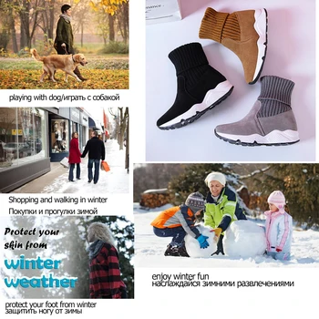 Fujin Femei Cizme De Zăpadă Platforma Blana De Pluș Turma De Piele De Căprioară Pantofi Calde Femei 2021 Cizme De Iarna De Moda Respirabil Pluș Zăpadă Adidași