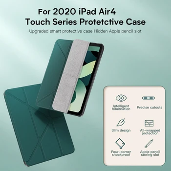Funda pentru iPad Air 4 Caz cu Suport Creion ROCK Ultra Slim Auto Dormi Trezește-Smart Piele +TPU Acoperire pentru iPad Air 2020 Negru