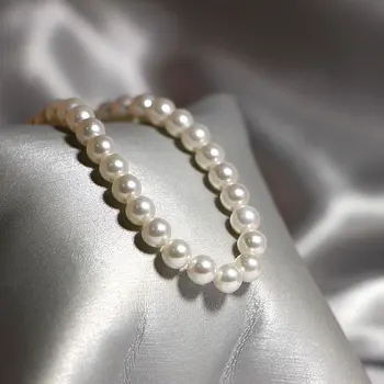 Elegant Clasic de Bijuterii 75cm lumină strălucitoare 6mm coajă colier de perle de Argint 925 Coada Lanț pentru Femei