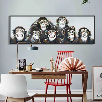 Modern Abstract Maimuță Amuzant Pictura in Ulei pe Panza, Postere si Printuri de Arta de Perete Pictura pentru Camera de zi Decor Acasă