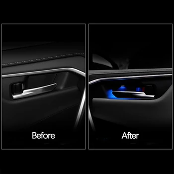 4BUC Mânerul Ușii Castron starea de Spirit de Iluminat Gheață Albastru/Albastru Inchis Powerty LED-uri de Lumină de Atmosferă Interioară Lampă pentru Toyota RAV4 2019 2020