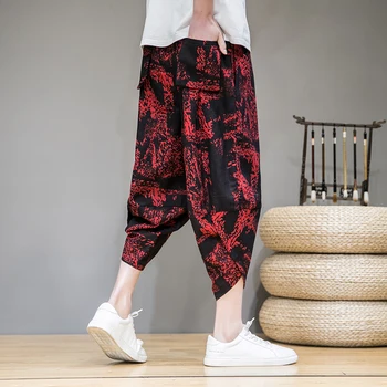 Mens Coreeană Stil Harajuku Liber De Imprimare Sweatpant Plaja Bumbac Casual Harem Pantaloni Bufanți Pantaloni Streetwear Pantaloni Barbati
