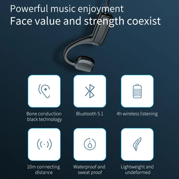 Adevărat Conducție Osoasă Căști Impermeabil Bluetooth fără Fir Căști cu Microfon Sport Nu-În Ureche Căști pentru Android Ios