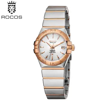 ROCOS Femei Mecanice Ceas Automată de Brand de Lux la Modă Elegant Clasic Mici Curea din Otel Alb Doamnelor Ceas de mână R1101L