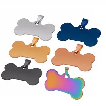 10 buc en-Gros Forma de Os 6 Culori Bărbați din Oțel Inoxidabil Ștanțare Gol Dog Tag-uri Pandantiv Colier Bijuterii Constatările 28*50mm