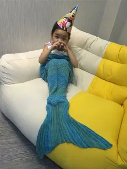 CALD Tricotate Coada de Sirena Pătură pentru copii, Living Sac de Dormit Quilt Aruncă