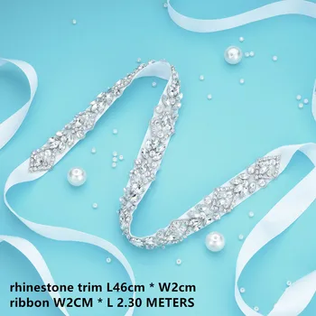 (1) Satin cristal stras aplicatiile centura de argint pentru rochie de mireasa accesorii WDD1054