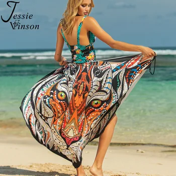 Jessie Vinson Animal Print Spaghete Curea Rochie Plus Dimensiune Multi-mod de Vara poartă Rochie fără Mâneci Plajă Acoperi Sarafane