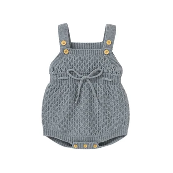 Baby Knit Bow Romper Nou-Născut Tricotate Haine Pentru Copii Toamna Iarna Fără Mâneci Fetita De Joacă Pentru Copii Din Bumbac Salopeta Băiat Vladan