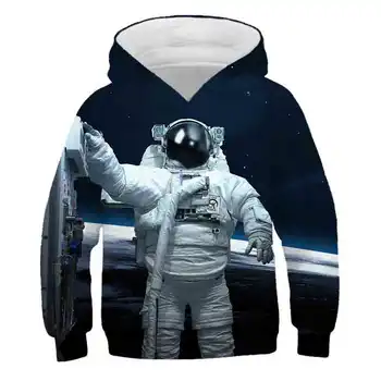 2020 Design Amuzant Hoody Astronaut Curăța Spațiul 3D Tricou baieti fete cu Maneca Lunga cu Gluga Trening Negru Hanorace pulover