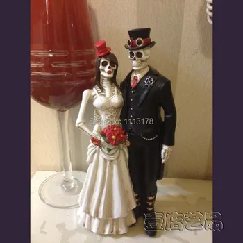 Ieftine Oribil Tort de Nunta Joben Halloween Craniu mireasa si mirele Figurina toppers tort de decorare cadou de Ziua Îndrăgostiților