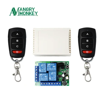 Angry monkey 433Mhz Control de la Distanță Comutator Wireless AC 85V ~ 250V 220V 4 CH Releu Modulul de Receptor și 2piese 433 mhz Control