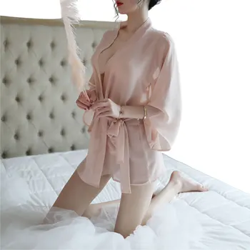 Femeile Low-cut Set de Lenjerie Perspectivă Noapte Sleepwear Sexy cămașă de noapte Subțire Curea Costum de Dantela-up Tentația de Lenjerie de corp