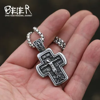 Din Oțel inoxidabil Pandantiv Crucifix Catolic Religioase Cruce Religioase Creștine Barbati Colier Bijuterii LHP187