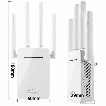 Wireless Wifi Repeater Router 300Mbps, Dual-Band Wi-Fi Range Extender 2G/3G/4G/LTE, Wi-Fi Router 4 Antenă Rețea de Domiciliu