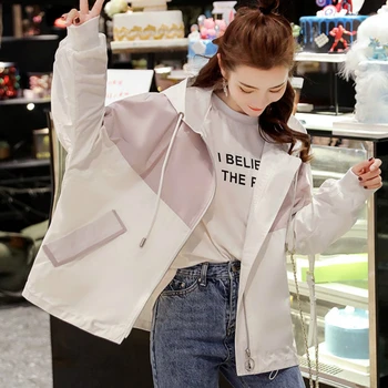 Jachete Femei Mozaic cu Glugă Șic de Soare-dovada Haine Femei Stil coreean Supradimensionat 2XL Ins Cupluri Topuri Toate-meci de Streetwear Noi