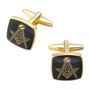 MeMolissa 3 Perechi la Modă Masonice Butoni Clasic Pătrat Butoni de Aur cu Negru Personalitate Men ' s Cămașă cu Butoni abotoadura pentru
