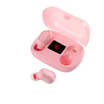 Fără Fir Bluetooth Casti Handsfree Mini Muzică Sport Căști Cu Microfon Roz Calculator TWS Cască Pentru Telefon Apple Fata
