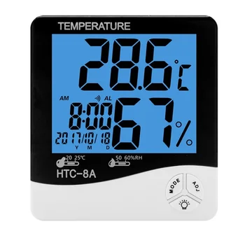 Interior Termometru Higrometru Digital Electronic LCD C/F Umiditate Temperatura Metru Ceas Deșteptător Stație Meteo Dormitor Acasă