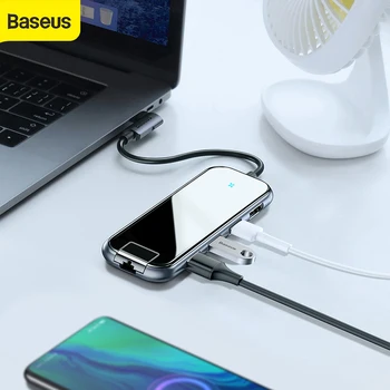 Baseus HUB USB Tip C la HDMI, RJ45, USB 3.0 Adaptor Pentru MacBook Pro de Aer pentru Samsung pentru Huawei Doc 6 Port HUB USB Splitter