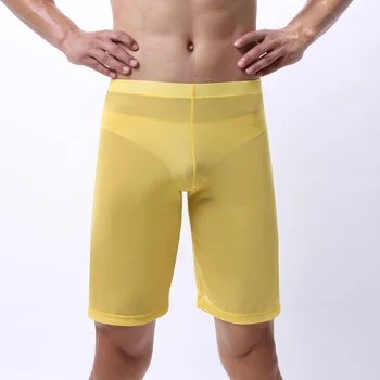 3PCS Bărbați pantaloni Scurți Plasă Transparentă Lenjerie Liber de Cauzalitate Erotice Gay Boxershorts Wetlook Pijamas Sexy Lenjerie intima Fetish Portbagaj Boxeri