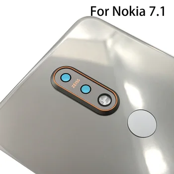 1buc Spate de Sticlă Capacul din Spate Pentru Nokia 7.1 Baterie Usa Carcasa Baterie Capac Spate Cu Logo Negru / Argintiu / Albastru