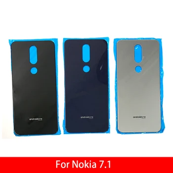1buc Spate de Sticlă Capacul din Spate Pentru Nokia 7.1 Baterie Usa Carcasa Baterie Capac Spate Cu Logo Negru / Argintiu / Albastru