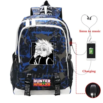 Hunter X Hunter ghiozdane Japonia Anime Rucsaci Băieți Fete de Încărcare USB de Călătorie Mari Laptop Studenti Ghiozdan Rucsac