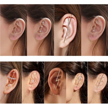 9Pcs Golden Ear Cuff Folie pe Șenile Cârlig Cercei Stras Piercing Unic Lung Cercel Hipoalergenic Stud Cercei Set