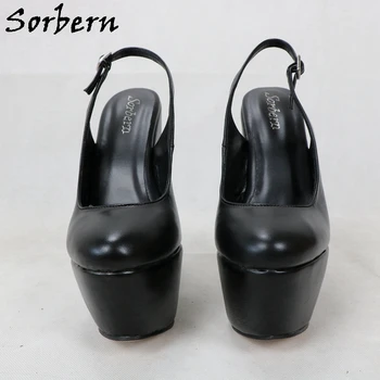 Sorbern De Moda Negru De Femei Pompe Pantofi Sandale De Vară Stil De Pantofi Doamnelor Pană Toc Inalt Platforma Sandale Pantofi De Partid