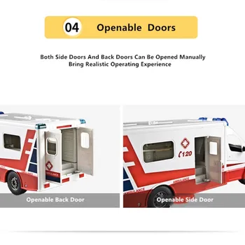 De înaltă Calitate 2.4 G Control de la Distanță de Ambulanță de urgență Mașină de jucărie Ușile se deschid de simulare mare efect de Sunet mașină de ambulanță cadou jucărie