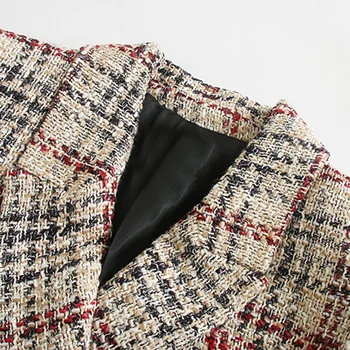 Mxtin Moda Breasted Dublu Carouri Sacouri De Tweed Coat Femei 2020 Vintage De Birou Îmbrăcăminte Exterioară Pentru Femei Casual Casaco Femme
