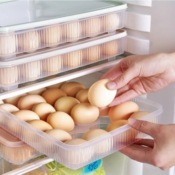 Partea de SUS!-Ouă de plastic cutie bucătărie ou cutie de depozitare de 24 de Grilă Ouă suport care pot fi Stivuite de stocare congelator organizatorii ou Container de depozitare gree