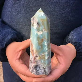 Naturale amazonite Obelisc cristal de Cuarț bagheta Punct de Vindecare Reiki 400-500g